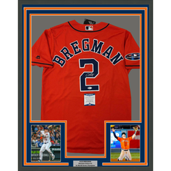Framed Autographed/Signed Alex Bregman 35x39 Houston Astros Authentic Orange Baseball Jersey Beckett BAS COA