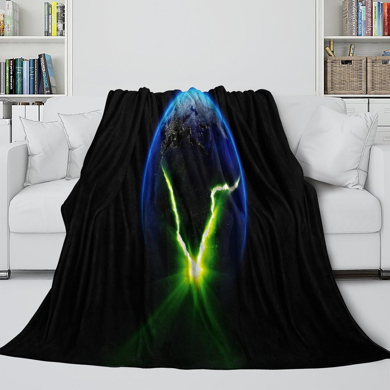 Alien Earth Blanket Pattern Flannel Throw Room Decoration (ONLINE ORDER ONLY)
