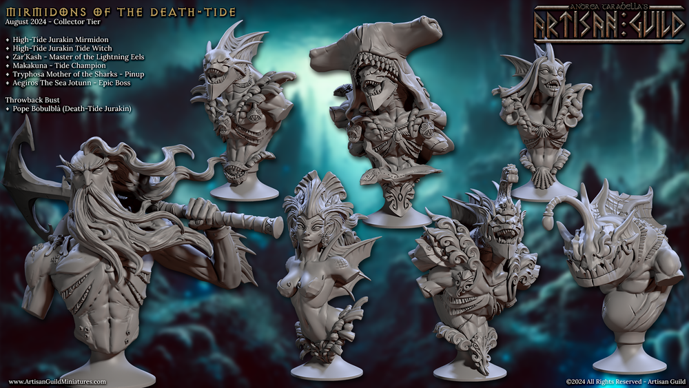 3D Printed Artisan Guild Mirmidons of the Death-Tide Busts Set 28mm 32mm (Online Only)