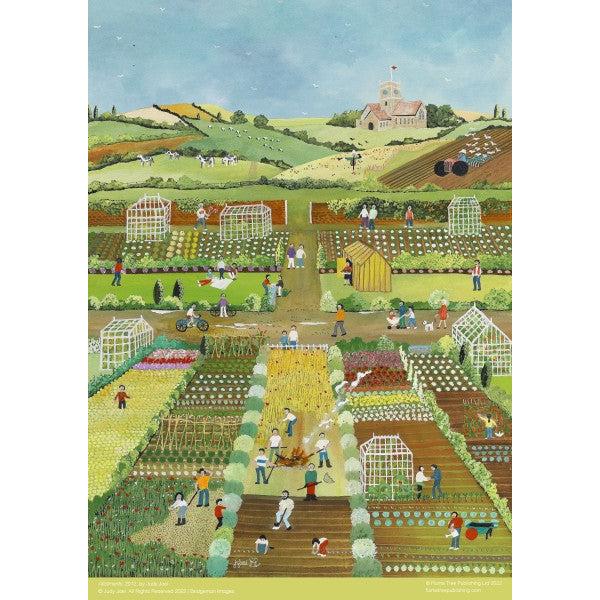 Allotments by Judy Joel 500 Piece Jigsaw Puzzle Flame Tree