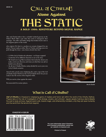 Call of Cthulhu: Alone Against the Static - A Solo Adventure (ONLINE ORDER ONLY)