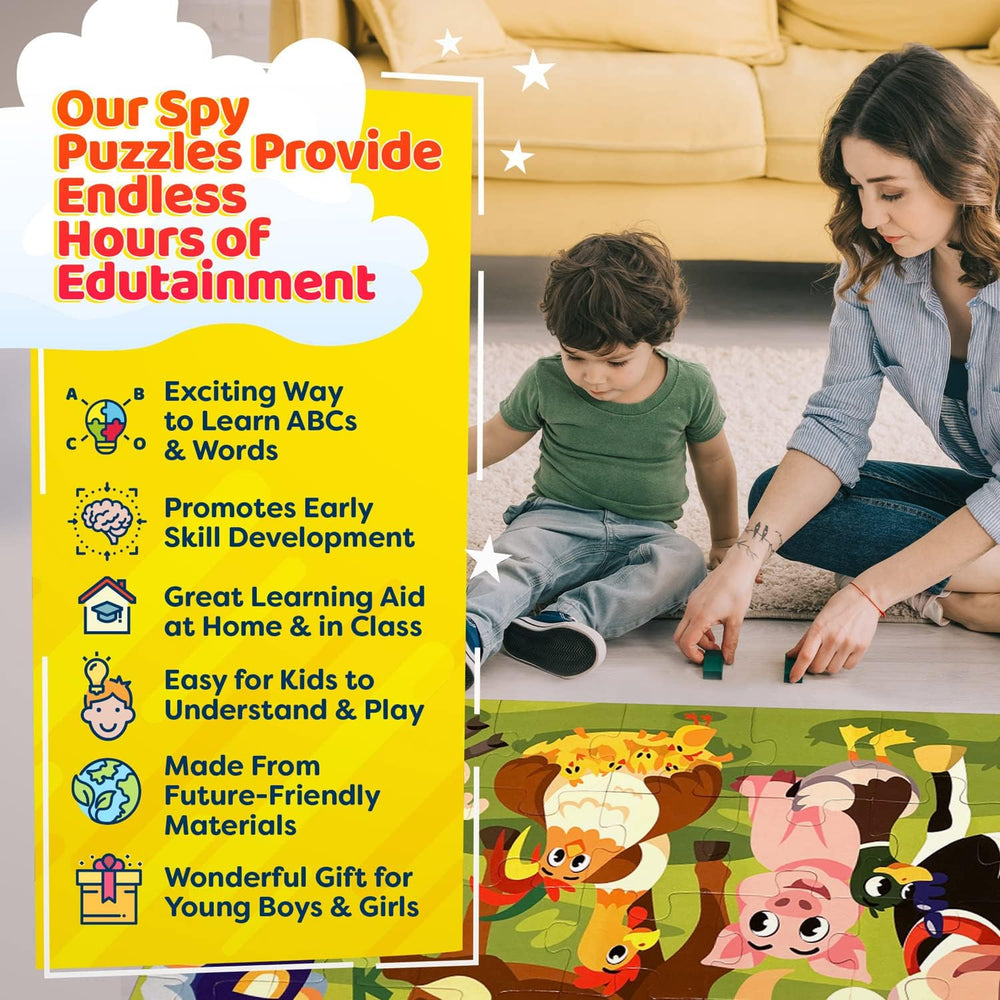 Alphabets Spy 48 Piece Floor Jigsaw Puzzle with Flashcards & Magnifying Glass (ONLINE ORDER ONLY)