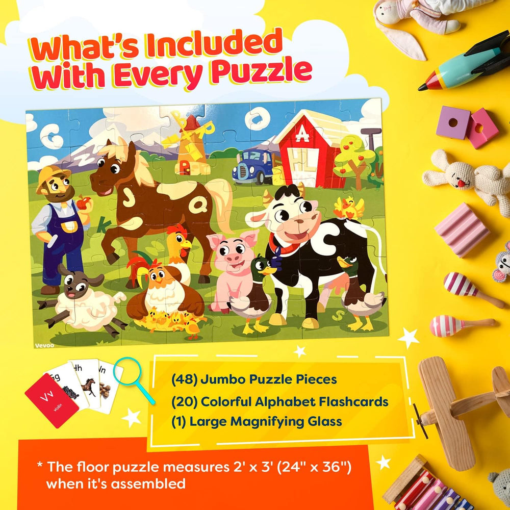 Alphabets Spy 48 Piece Floor Jigsaw Puzzle with Flashcards & Magnifying Glass (ONLINE ORDER ONLY)