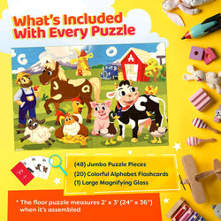 Alphabets Spy 48 Piece Floor Jigsaw Puzzle with Flashcards & Magnifying Glass (ONLINE ORDER ONLY)