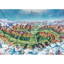 Alpine Mountain World Map Art 2000 Piece Jigsaw Puzzle Heye (ONLINE ORDER ONLY)