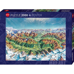 Alpine Mountain World Map Art 2000 Piece Jigsaw Puzzle Heye (ONLINE ORDER ONLY)