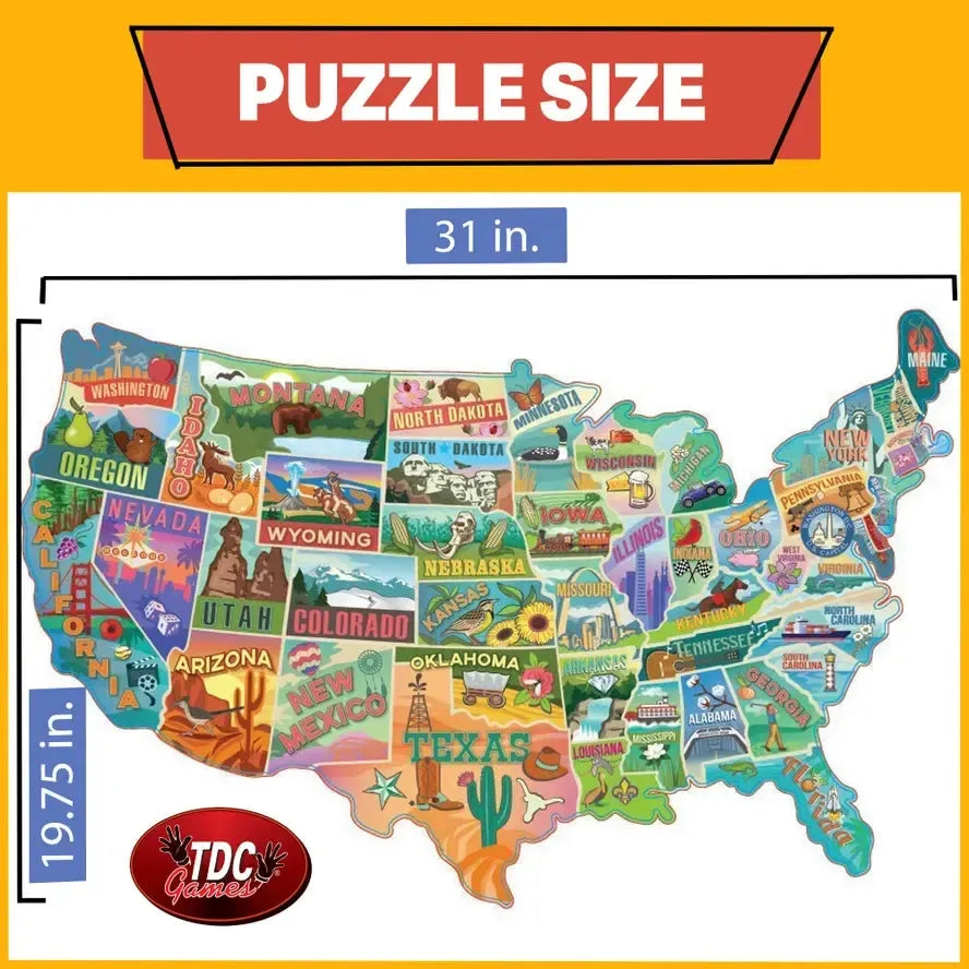 American Road Trip 1000 Piece Shaped Jigsaw Puzzle TDC