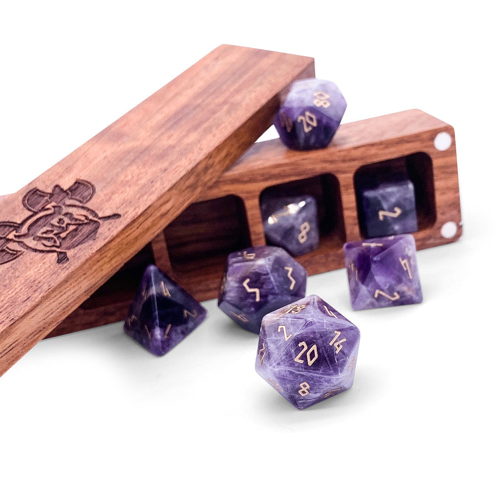 Amethyst - 7 Piece RPG Set Gemstone Dice (Online Only)