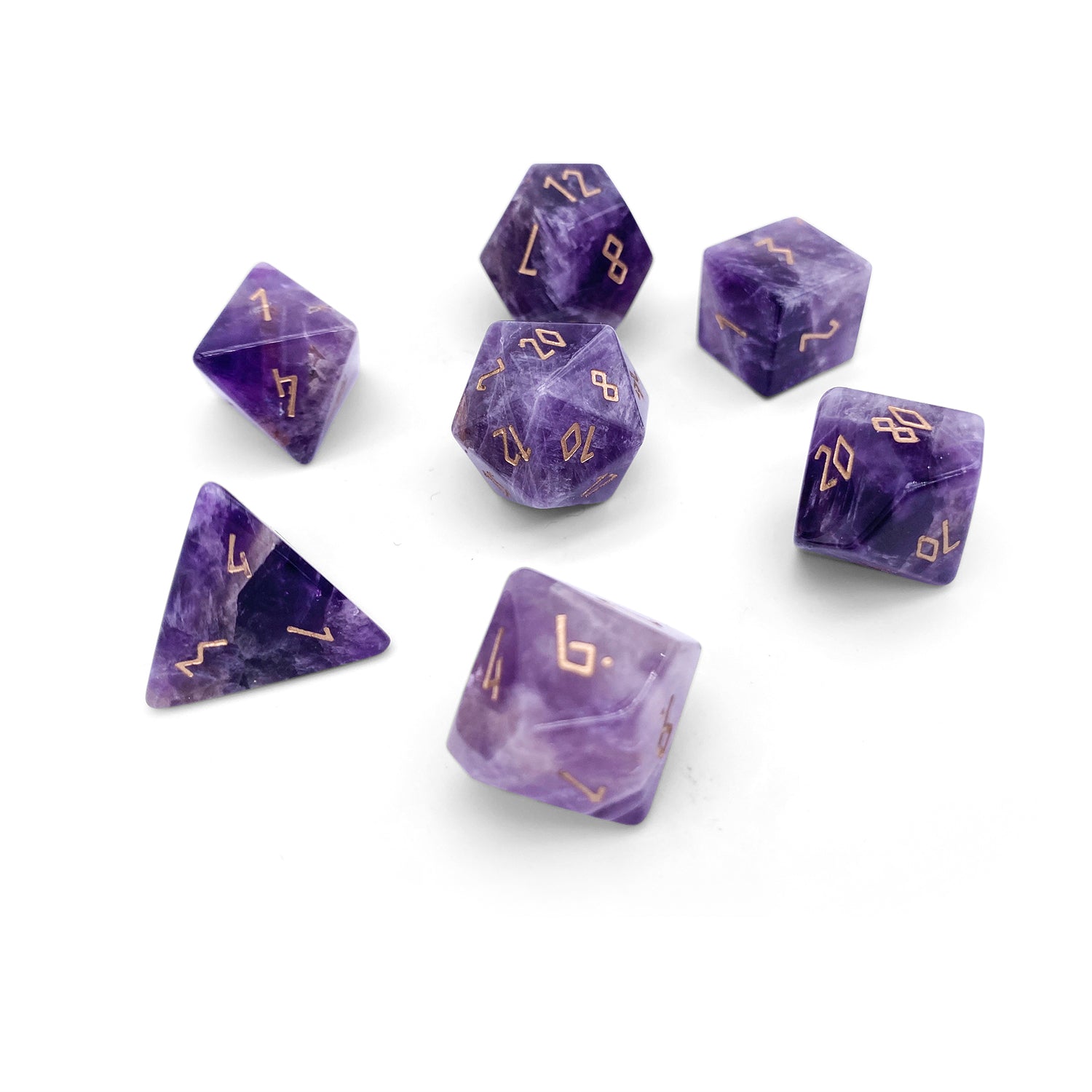 Amethyst - 7 Piece RPG Set Gemstone Dice (Online Only)