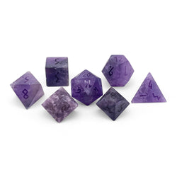 Amethyst - Frosted - Raised 7 Piece RPG Set Gemstone Dice (Online Only)