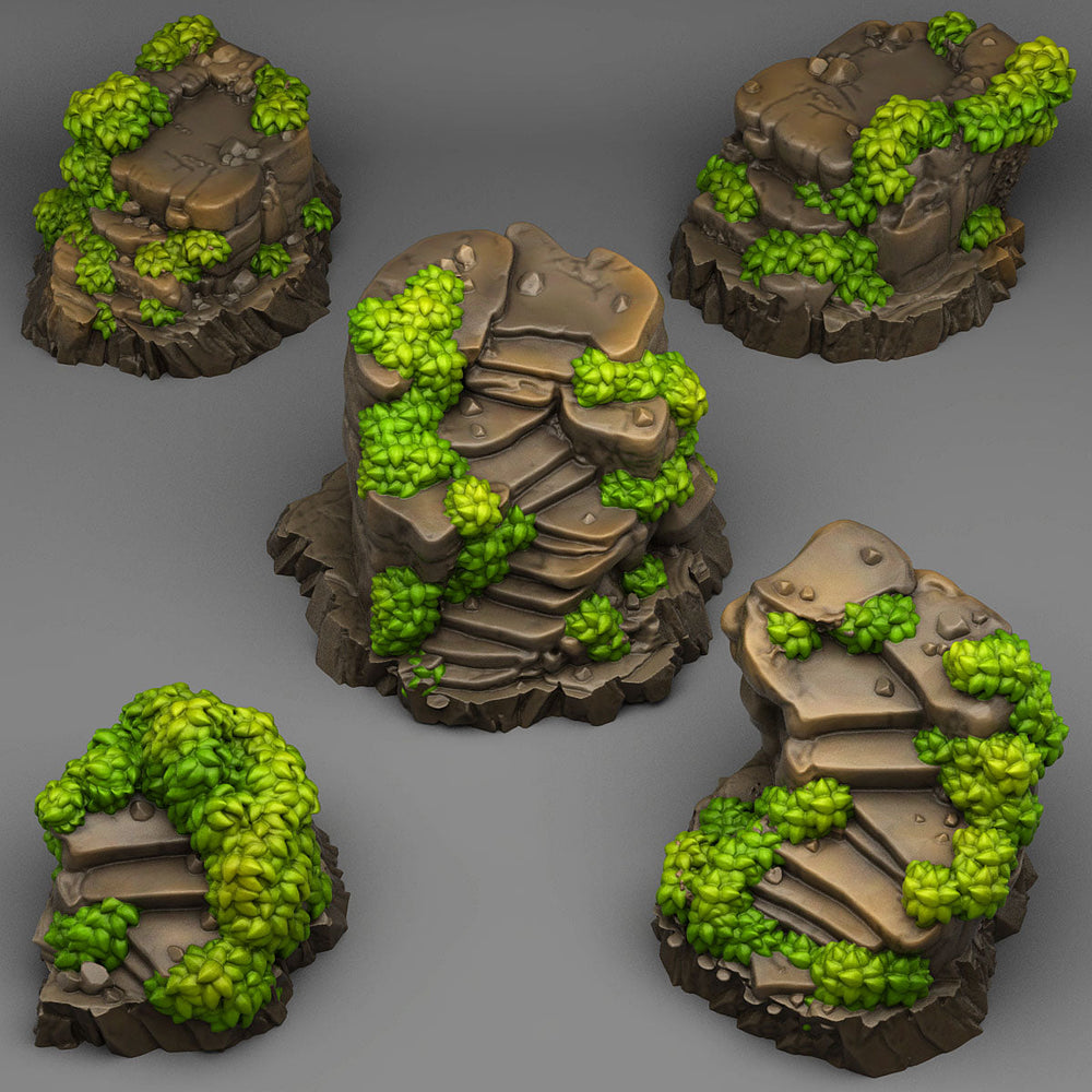 3D Printed Fantastic Plants and Rocks Ancient Magic Stairs 28mm - 32mm D&D Wargaming (Online Only)