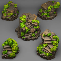 3D Printed Fantastic Plants and Rocks Ancient Magic Stairs 28mm - 32mm D&D Wargaming (Online Only)