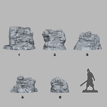 3D Printed Fantastic Plants and Rocks Ancient Magic Stairs 28mm - 32mm D&D Wargaming (Online Only)