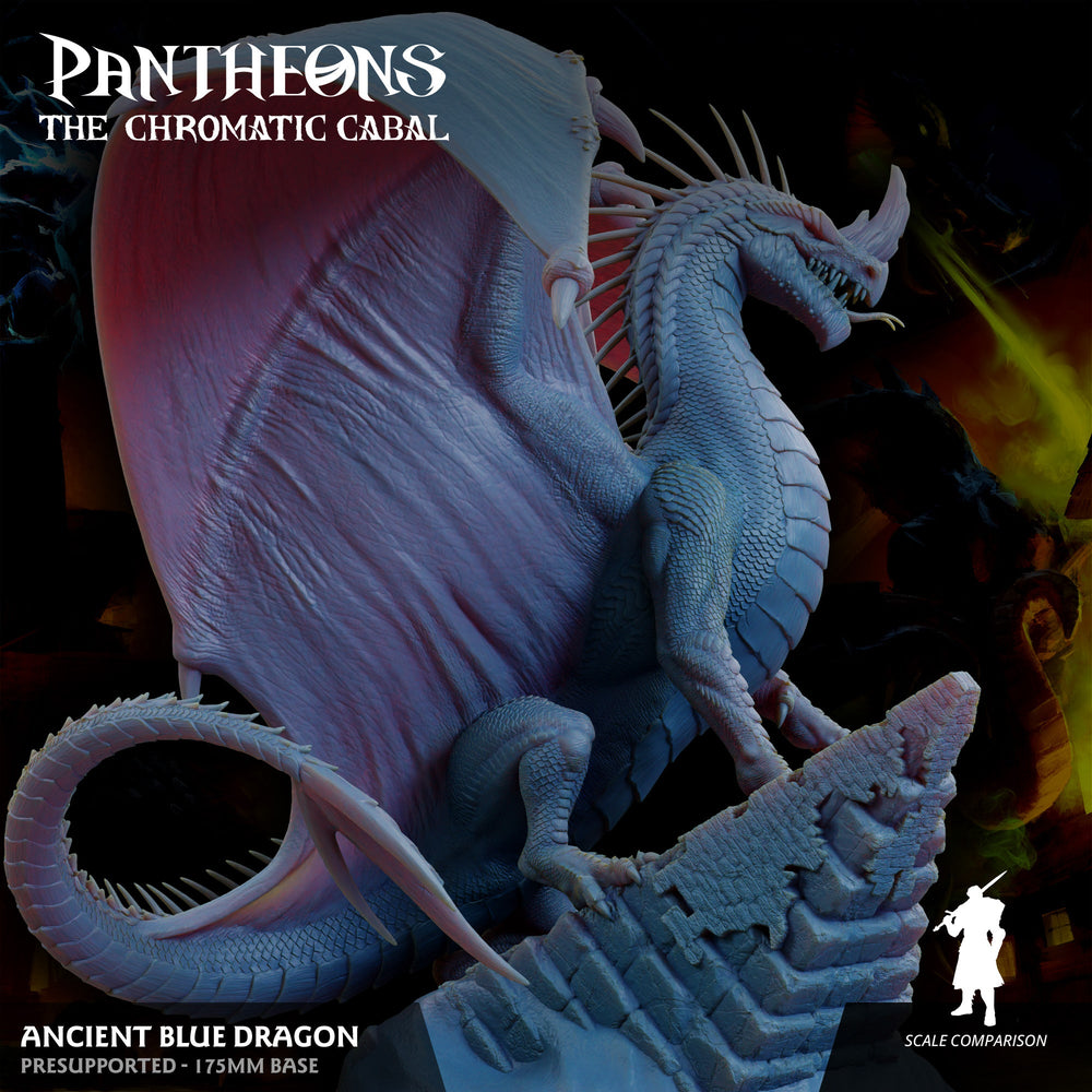 3D Printed Sordane Publishing Ancient Blue Dragon Pantheons The Chromatic Cabal 28 32mm D&D (Online Only)