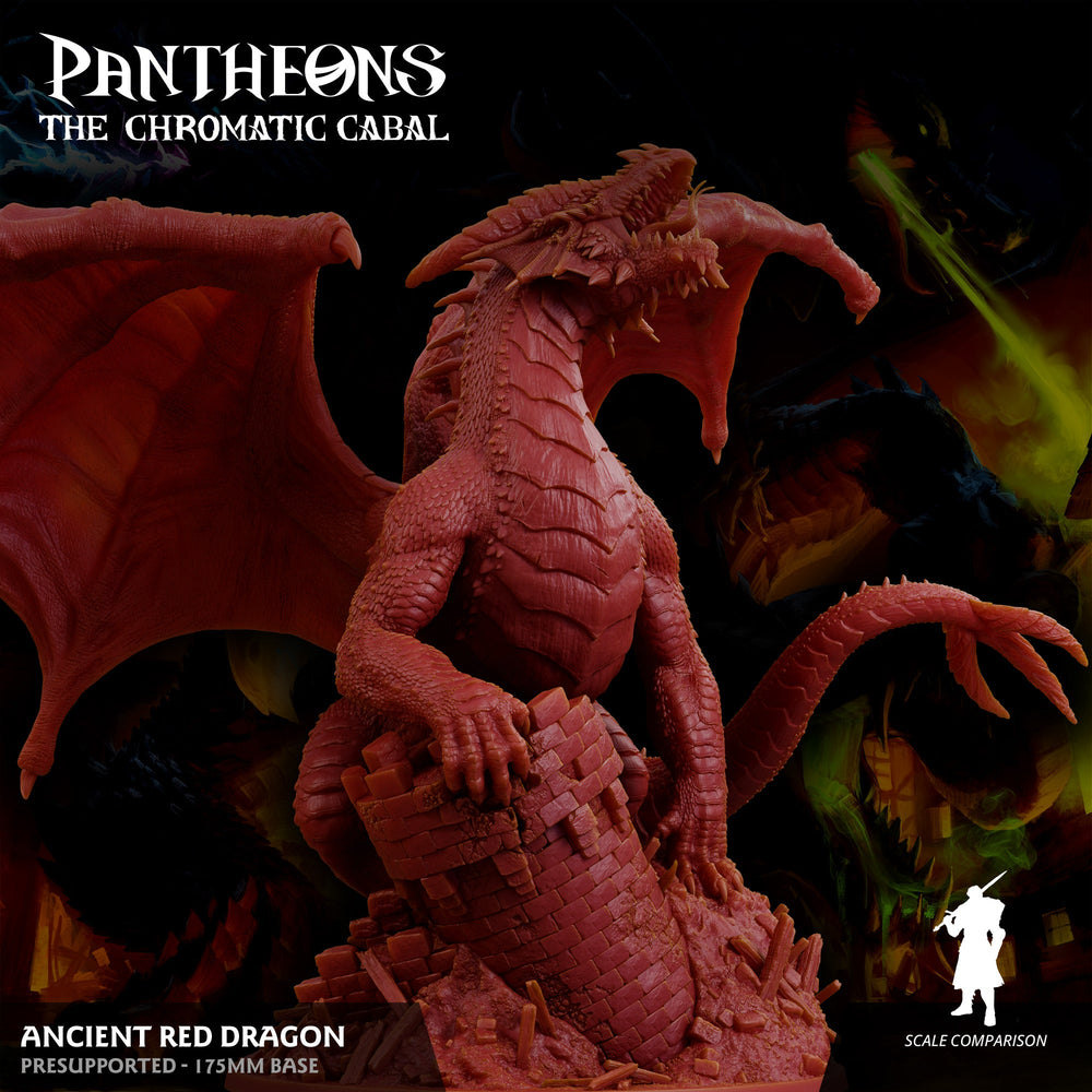 3D Printed Sordane Publishing Ancient Red Dragon Pantheons - The Chromatic Cabal 28mm 32mm D&D (Online Only)