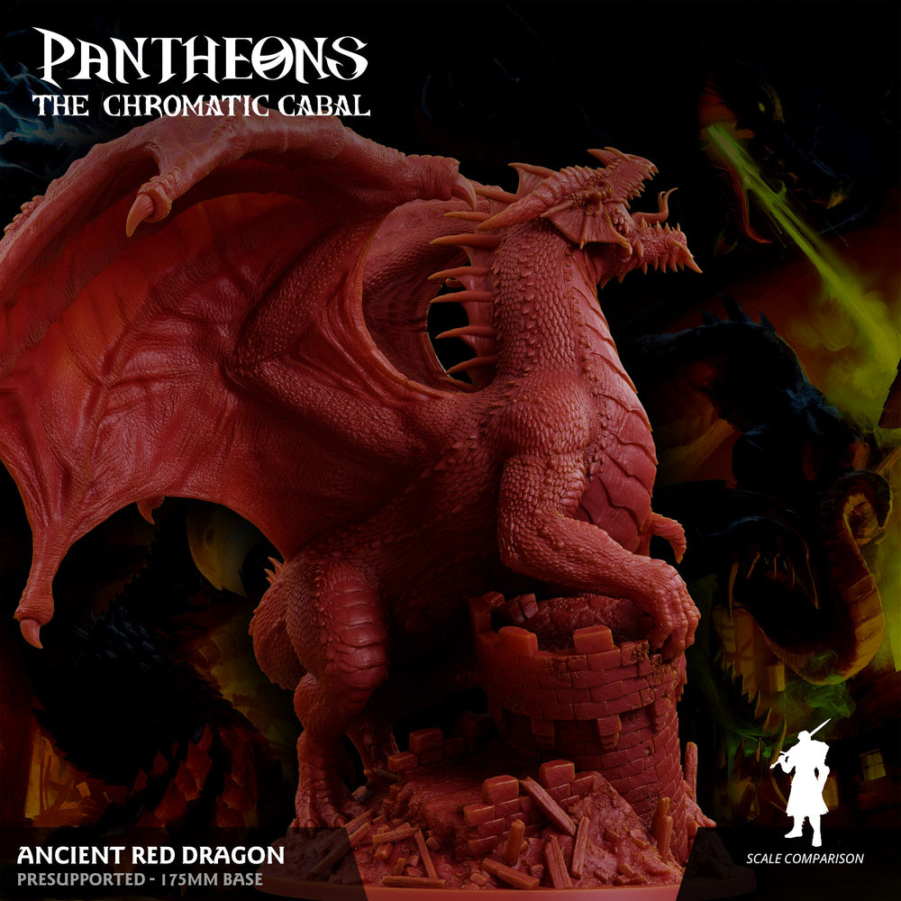 3D Printed Sordane Publishing Ancient Red Dragon Pantheons - The Chromatic Cabal 28mm 32mm D&D (Online Only)