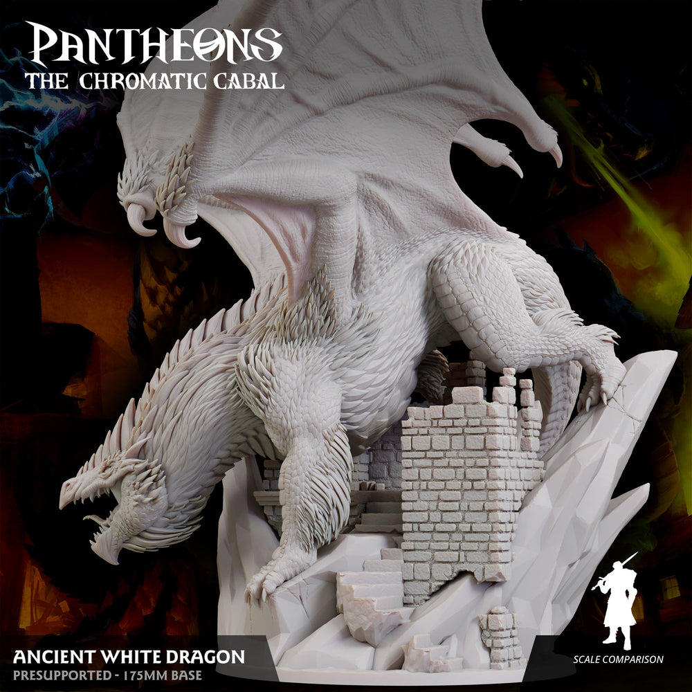 3D Printed Sordane Publishing Ancient White Dragon Pantheons - The Chromatic Cabal 28 32mm D&D (Online Only)