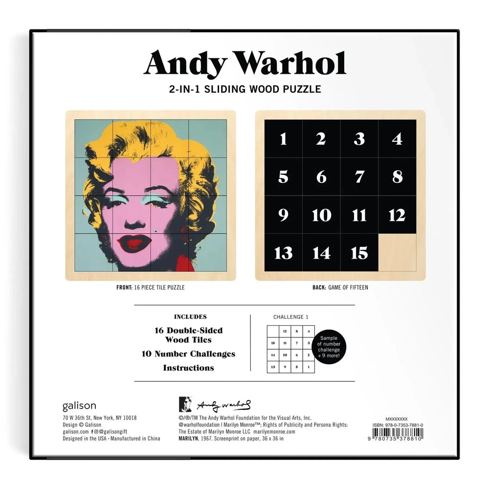 Andy Warhol Marilyn 2-in-1 Sliding Wood Puzzle Galison (ONLINE ORDER ONLY)