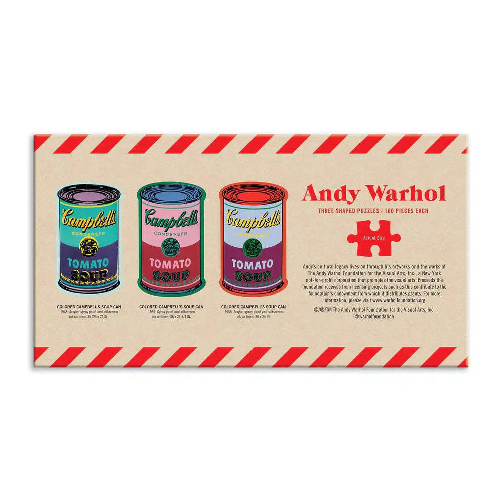 Andy Warhol Soup Cans Set of 3 100 Piece Shaped Puzzles in Tins Galison (ONLINE ORDER ONLY)