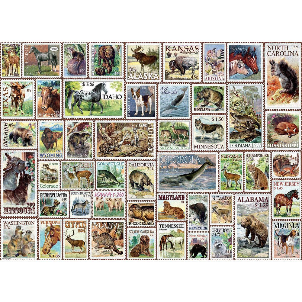 Animals of North America Vintage Stamps 500 Piece Jigsaw Puzzle Eurographics (ONLINE ORDER ONLY)