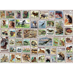 Animals of North America Vintage Stamps 500 Piece Jigsaw Puzzle Eurographics (ONLINE ORDER ONLY)