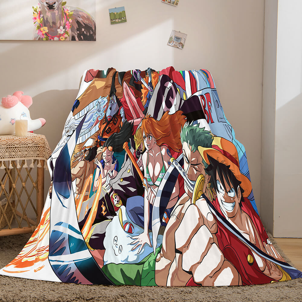 Anime ONE PIECE Cosplay Soft Flannel Fleece Throw Blanket Bedding Sets (Online Order Only)