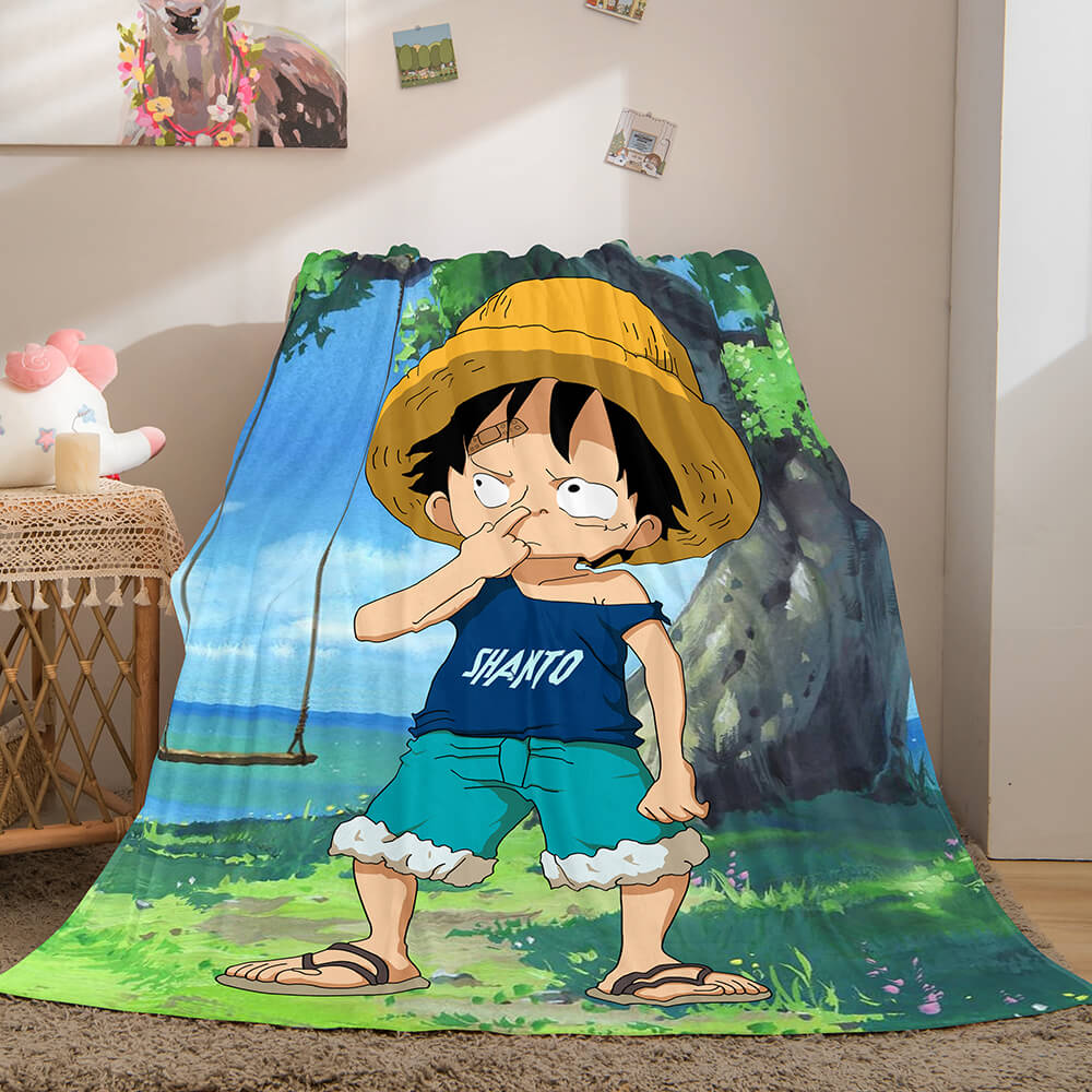 Anime ONE PIECE Cosplay Soft Flannel Fleece Throw Blanket Bedding Sets (Online Order Only)