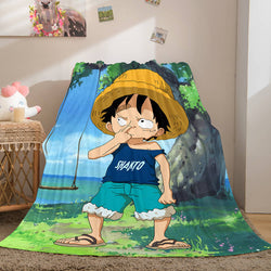 Anime ONE PIECE Cosplay Soft Flannel Fleece Throw Blanket Bedding Sets (Online Order Only)