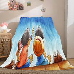 Anime ONE PIECE Cosplay Soft Flannel Fleece Throw Blanket Bedding Sets (Online Order Only)