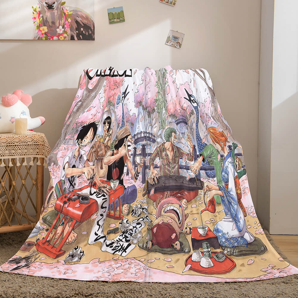 Anime ONE PIECE Cosplay Soft Flannel Fleece Throw Blanket Bedding Sets (Online Order Only)