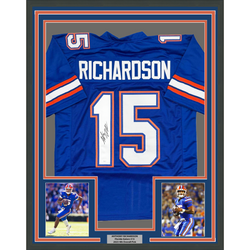 Framed Autographed/Signed Anthony Richardson 35x39 Florida Blue College Football Jersey JSA COA (ONLINE ORDER ONLY)