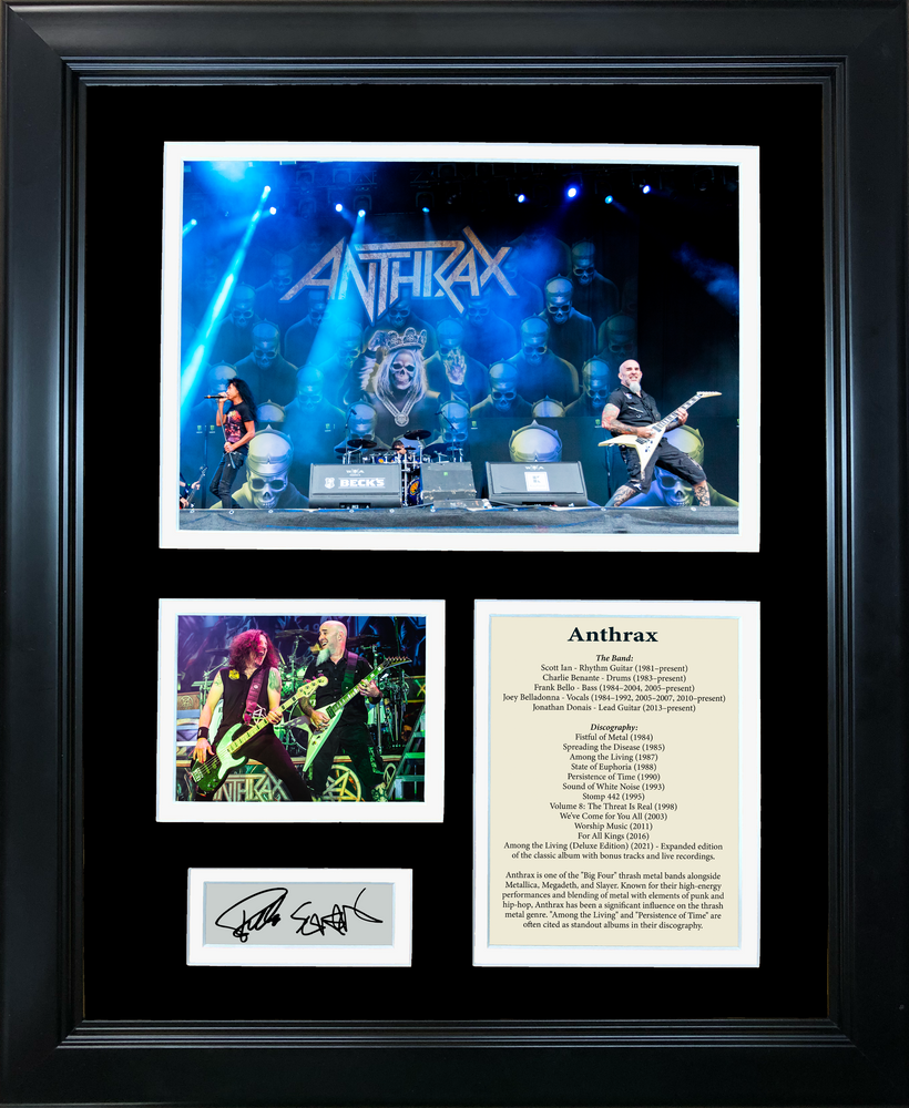 Framed Anthrax Band Discography Scott Ian & Frank Bello Dual Facsimile Laser Engraved Signatures Auto 11"x14"Music Photo Sig Collage (ONLINE ORDER ONLY)
