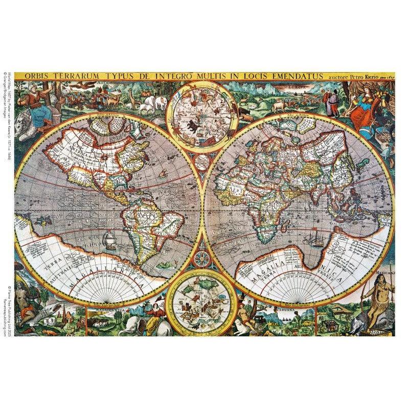 Antique World Map by Pieter van den Keere 1000 Piece Jigsaw Puzzle Flame Tree