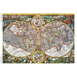 Antique World Map by Pieter van den Keere 1000 Piece Jigsaw Puzzle Flame Tree