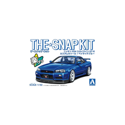 Aoshima: 1/32 The Snap Kit Nissan R34 Skyline GT-R Custom Wheel (Bayside Blue) Scale Model Kit #11-SP2 (ONLINE ORDER ONLY)