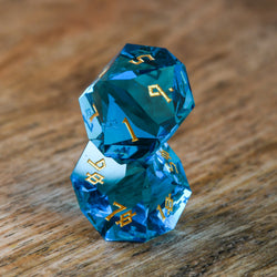 Pre-Order || Aquamarine Multifaceted Glass Dice Set