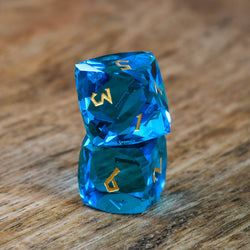 Pre-Order || Aquamarine Multifaceted Glass Dice Set