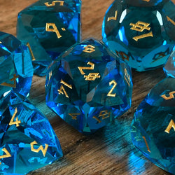 Pre-Order || Aquamarine Multifaceted Glass Dice Set