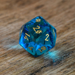 Pre-Order || Aquamarine Multifaceted Glass Dice Set