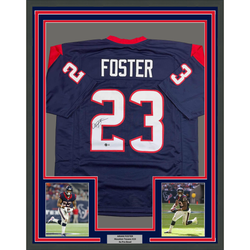 Framed Autographed/Signed Arian Foster 35x39 Houston Blue Football Jersey Beckett BAS COA