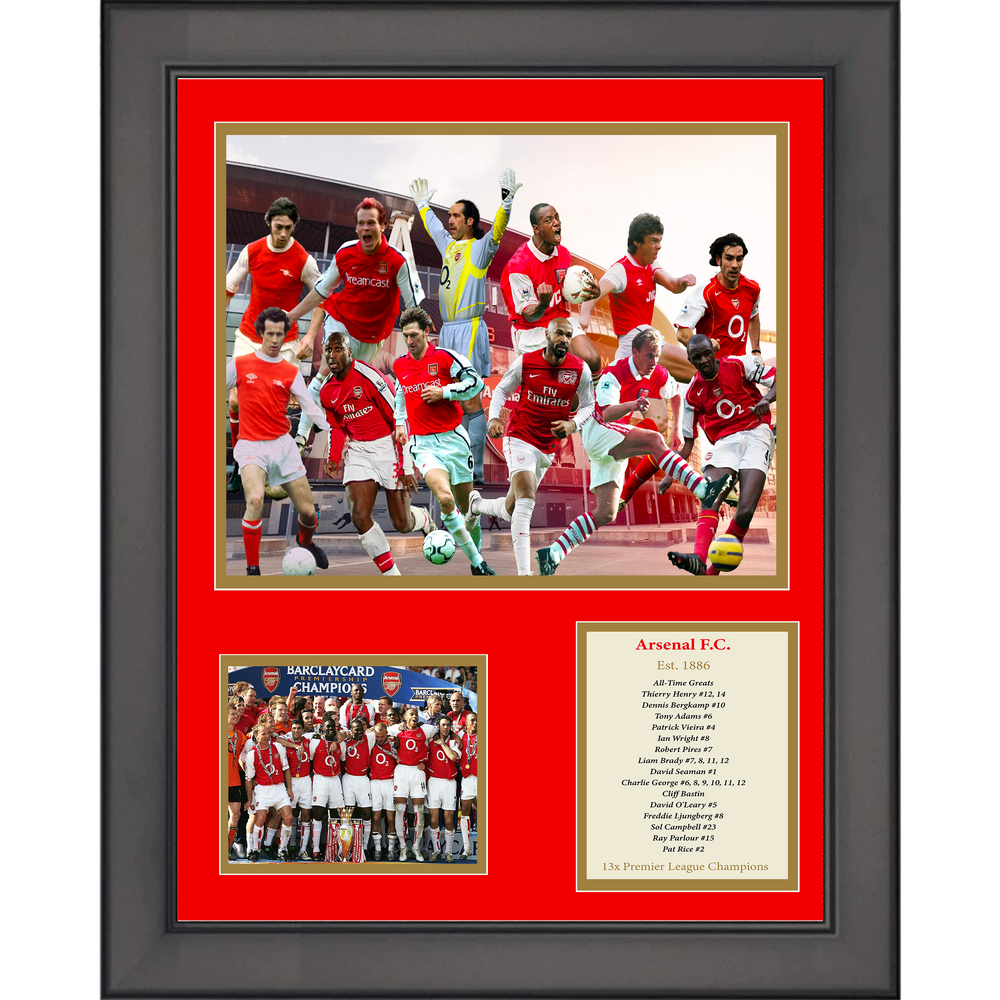 Framed Arsenal F.C. All-Time Greats Legends 11"x14" Futbol Soccer Three Photo Collage (ONLINE ORDER ONLY)