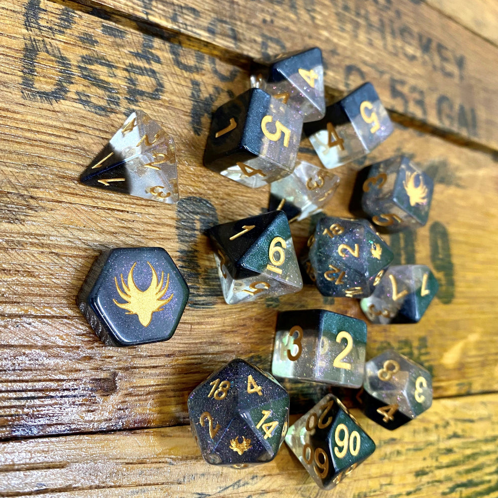 Ascending Shadow - 14 Piece DnD Dice Set | Acrylic RPG Gaming Dice (ONLINE ORDER ONLY)