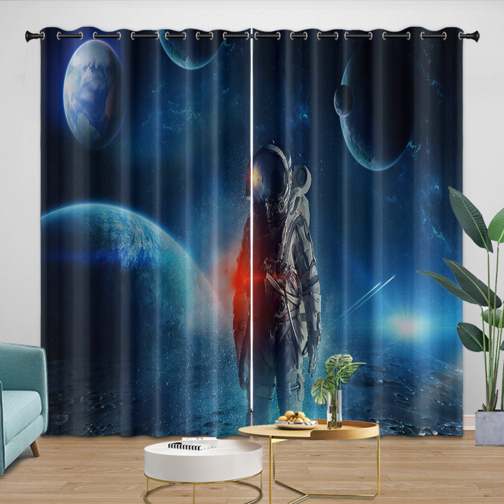 Astronaut Curtains Blackout Window Drapes Kids Room Decoration (ONLINE ORDER ONLY)