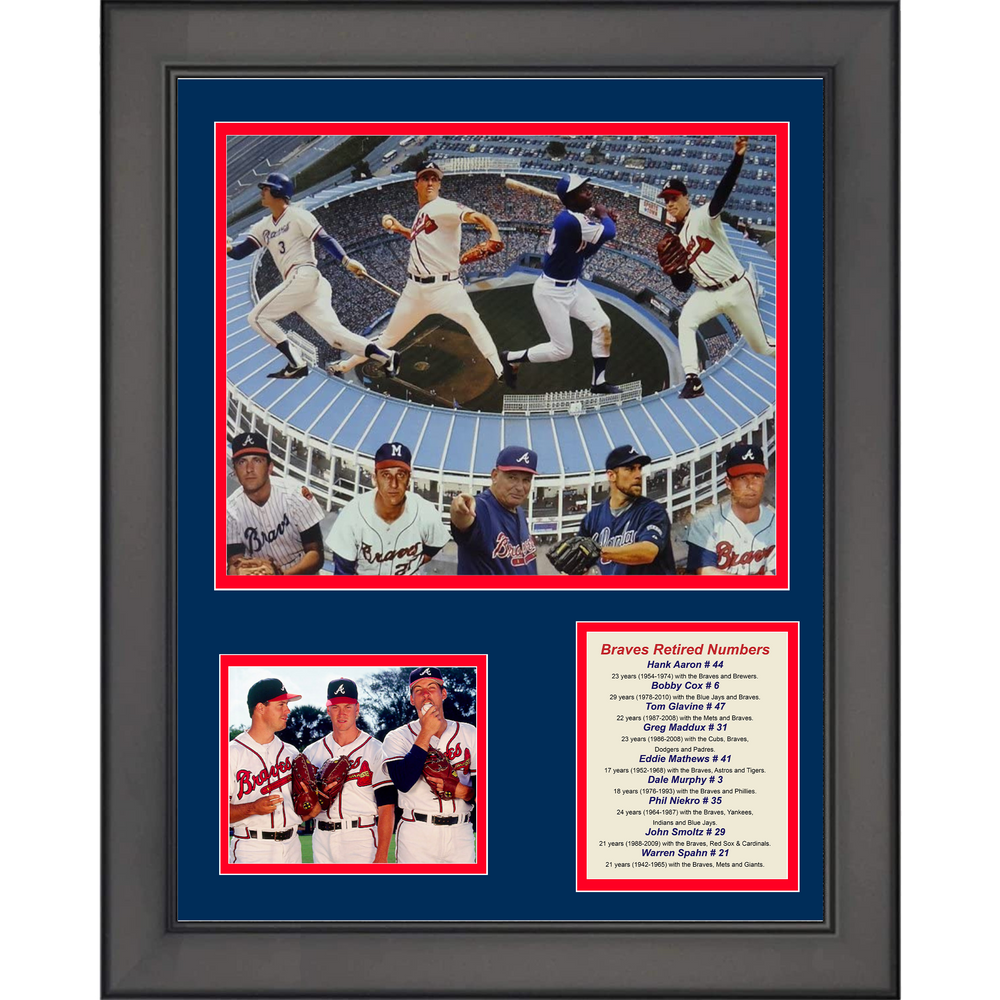 Framed Atlanta Braves All-Time Greats Legends 11"x14"Baseball Three Photo Collage (ONLINE ORDER ONLY)
