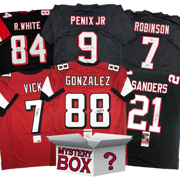 Autographed/Signed Atlanta Football Jersey Mystery Box with PSA JSA or Beckett COA (ONLINE ORDER ONLY)