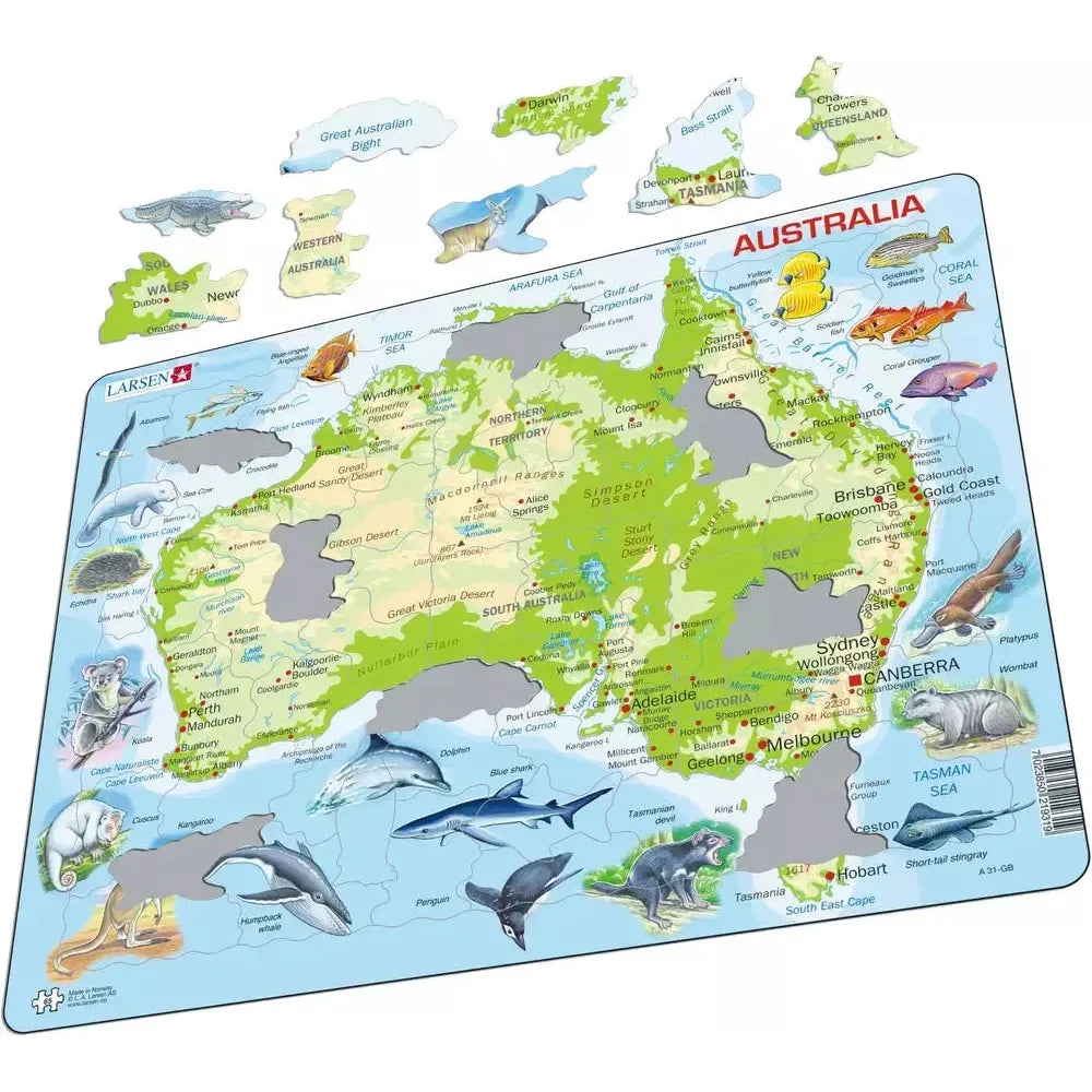 Australia Topographic Map 65 Piece Tray Jigsaw Puzzle Larsen
