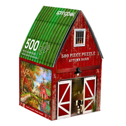 Autumn Barn 500 Piece Jigsaw Puzzle in Shaped Box Springbok