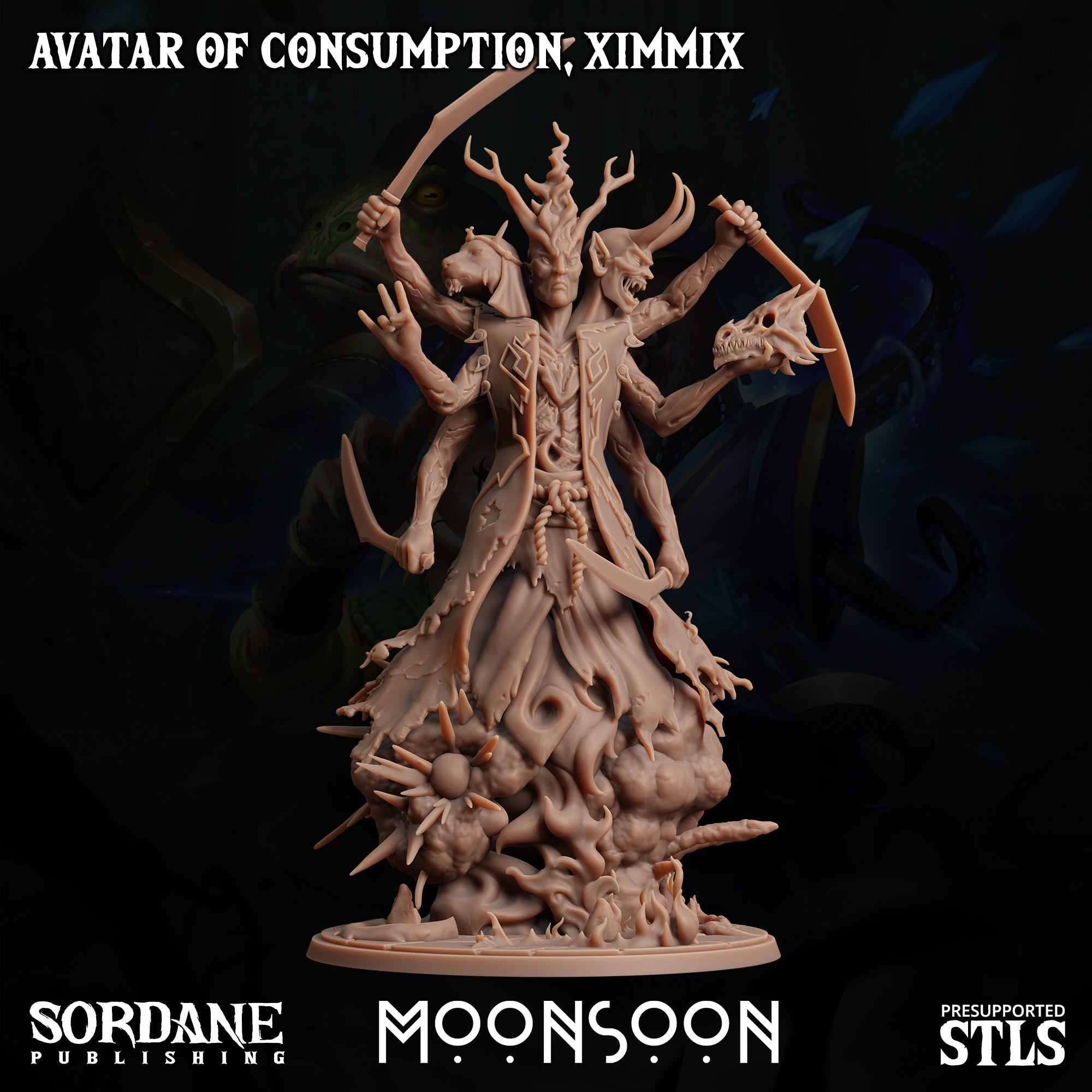 3D Printed Sordane Publishing Avatar of Consumption Ximmix Moonsoon 28 32mm D&D (Online Only)