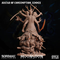 3D Printed Sordane Publishing Avatar of Consumption Ximmix Moonsoon 28 32mm D&D (Online Only)