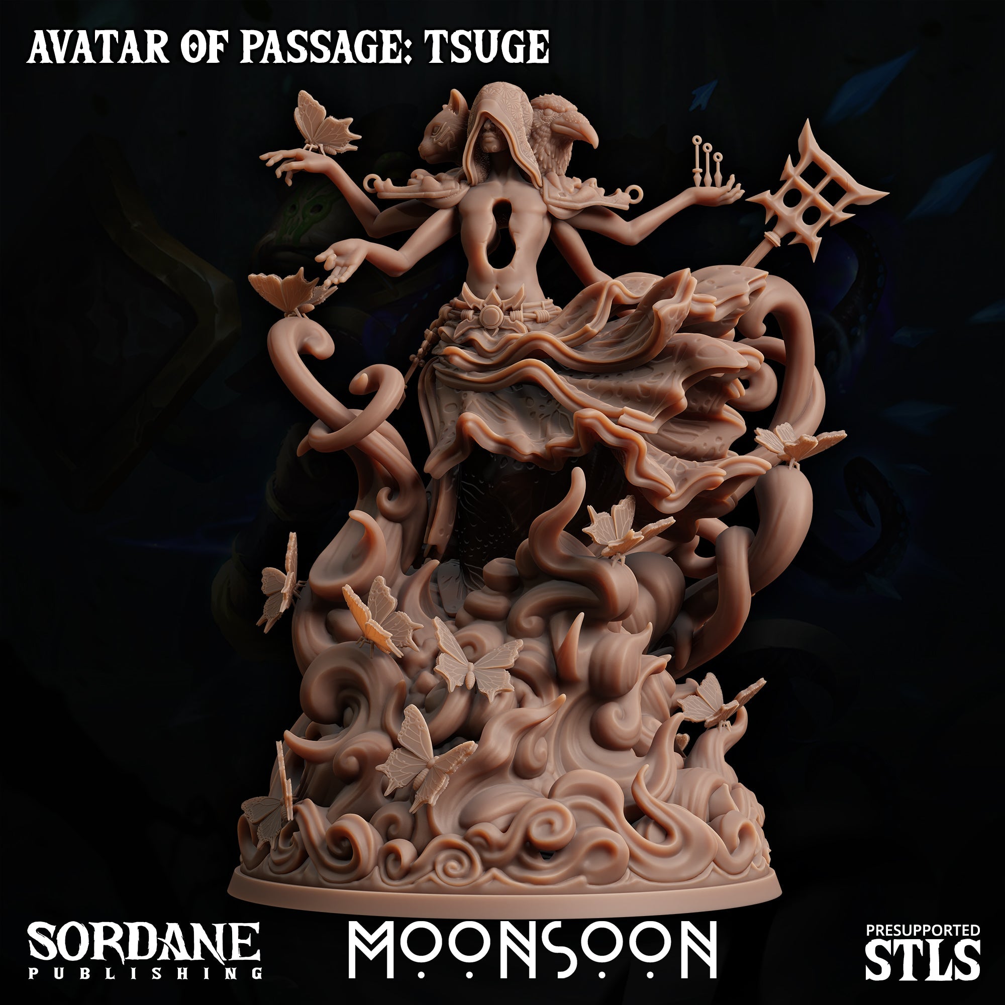 3D Printed Sordane Publishing Avatar of Passage Tsuge Moonsoon 28 32mm D&D (Online Only)